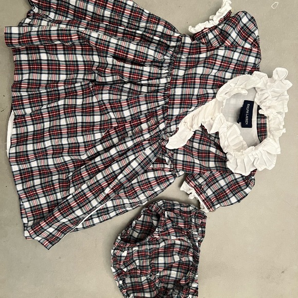 Ralph Lauren Toddler red plaid dress with bloomers 9mo - Picture 3 of 5